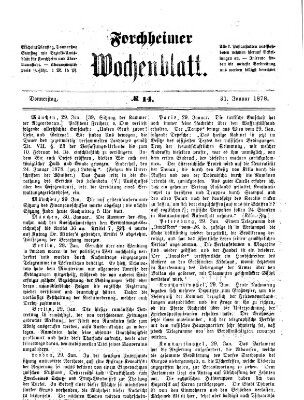 Amtsblatt für die Königlichen Bezirksämter Forchheim und Ebermannstadt sowie für die Königliche Stadt Forchheim Donnerstag 31. Januar 1878