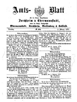 Amtsblatt für die Königlichen Bezirksämter Forchheim und Ebermannstadt sowie für die Königliche Stadt Forchheim Dienstag 5. Februar 1878