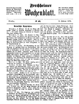 Amtsblatt für die Königlichen Bezirksämter Forchheim und Ebermannstadt sowie für die Königliche Stadt Forchheim Dienstag 12. Februar 1878