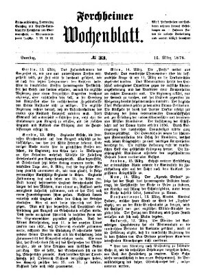 Amtsblatt für die Königlichen Bezirksämter Forchheim und Ebermannstadt sowie für die Königliche Stadt Forchheim Samstag 16. März 1878