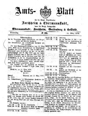 Amtsblatt für die Königlichen Bezirksämter Forchheim und Ebermannstadt sowie für die Königliche Stadt Forchheim Donnerstag 21. März 1878