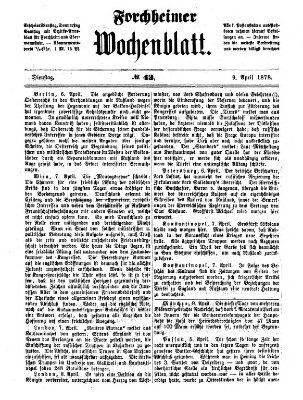 Amtsblatt für die Königlichen Bezirksämter Forchheim und Ebermannstadt sowie für die Königliche Stadt Forchheim Dienstag 9. April 1878