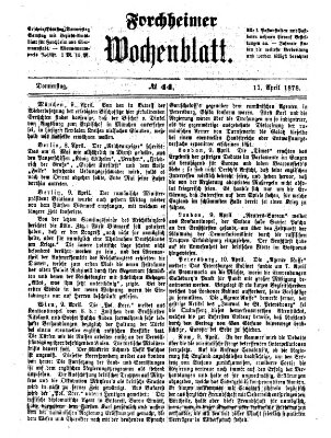 Amtsblatt für die Königlichen Bezirksämter Forchheim und Ebermannstadt sowie für die Königliche Stadt Forchheim Donnerstag 11. April 1878