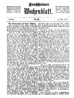 Amtsblatt für die Königlichen Bezirksämter Forchheim und Ebermannstadt sowie für die Königliche Stadt Forchheim Dienstag 14. Mai 1878