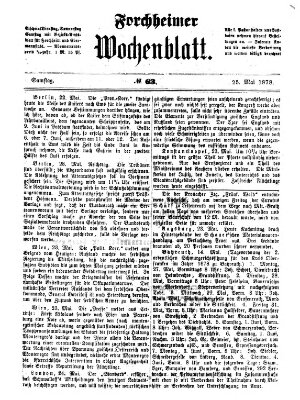 Amtsblatt für die Königlichen Bezirksämter Forchheim und Ebermannstadt sowie für die Königliche Stadt Forchheim Samstag 25. Mai 1878