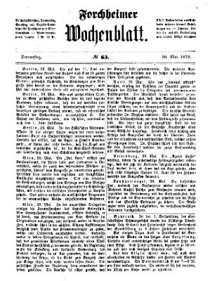 Amtsblatt für die Königlichen Bezirksämter Forchheim und Ebermannstadt sowie für die Königliche Stadt Forchheim Donnerstag 30. Mai 1878