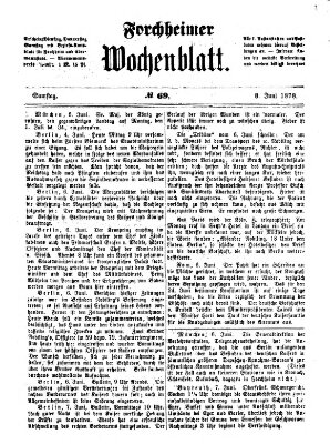 Amtsblatt für die Königlichen Bezirksämter Forchheim und Ebermannstadt sowie für die Königliche Stadt Forchheim Samstag 8. Juni 1878