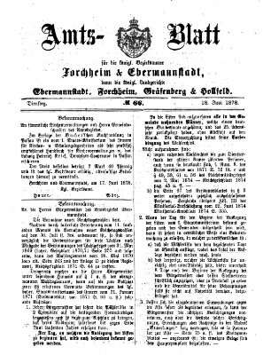 Amtsblatt für die Königlichen Bezirksämter Forchheim und Ebermannstadt sowie für die Königliche Stadt Forchheim Dienstag 18. Juni 1878