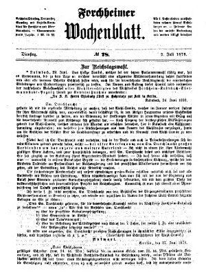 Amtsblatt für die Königlichen Bezirksämter Forchheim und Ebermannstadt sowie für die Königliche Stadt Forchheim Dienstag 2. Juli 1878