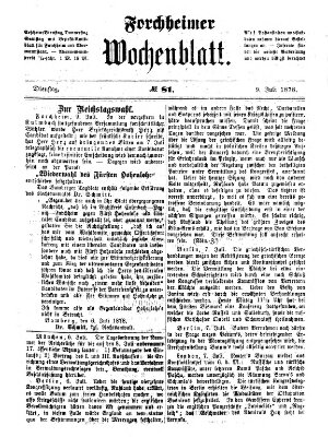 Amtsblatt für die Königlichen Bezirksämter Forchheim und Ebermannstadt sowie für die Königliche Stadt Forchheim Dienstag 9. Juli 1878