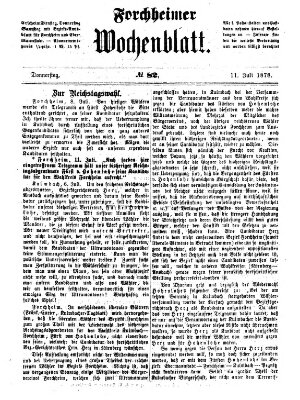 Amtsblatt für die Königlichen Bezirksämter Forchheim und Ebermannstadt sowie für die Königliche Stadt Forchheim Donnerstag 11. Juli 1878