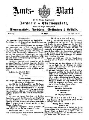 Amtsblatt für die Königlichen Bezirksämter Forchheim und Ebermannstadt sowie für die Königliche Stadt Forchheim Dienstag 30. Juli 1878