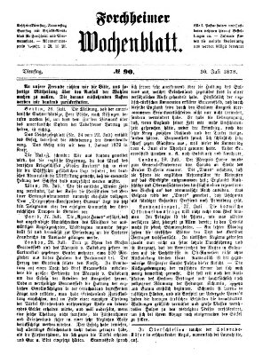 Amtsblatt für die Königlichen Bezirksämter Forchheim und Ebermannstadt sowie für die Königliche Stadt Forchheim Dienstag 30. Juli 1878