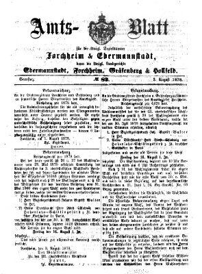 Amtsblatt für die Königlichen Bezirksämter Forchheim und Ebermannstadt sowie für die Königliche Stadt Forchheim Samstag 3. August 1878