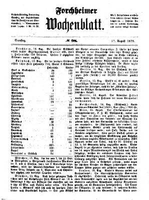 Amtsblatt für die Königlichen Bezirksämter Forchheim und Ebermannstadt sowie für die Königliche Stadt Forchheim Samstag 17. August 1878