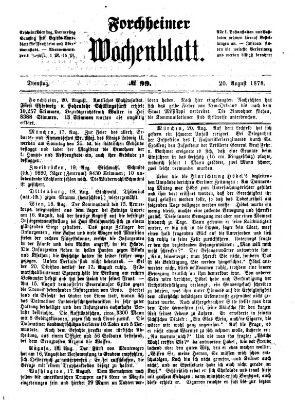 Amtsblatt für die Königlichen Bezirksämter Forchheim und Ebermannstadt sowie für die Königliche Stadt Forchheim Dienstag 20. August 1878