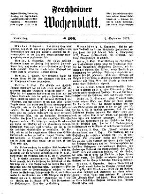 Amtsblatt für die Königlichen Bezirksämter Forchheim und Ebermannstadt sowie für die Königliche Stadt Forchheim Donnerstag 5. September 1878