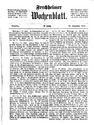 Amtsblatt für die Königlichen Bezirksämter Forchheim und Ebermannstadt sowie für die Königliche Stadt Forchheim Samstag 28. September 1878