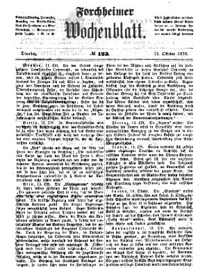 Amtsblatt für die Königlichen Bezirksämter Forchheim und Ebermannstadt sowie für die Königliche Stadt Forchheim Dienstag 15. Oktober 1878