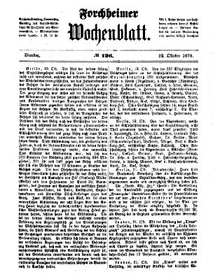 Amtsblatt für die Königlichen Bezirksämter Forchheim und Ebermannstadt sowie für die Königliche Stadt Forchheim Dienstag 22. Oktober 1878