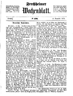 Amtsblatt für die Königlichen Bezirksämter Forchheim und Ebermannstadt sowie für die Königliche Stadt Forchheim Dienstag 19. November 1878