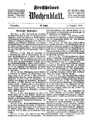 Amtsblatt für die Königlichen Bezirksämter Forchheim und Ebermannstadt sowie für die Königliche Stadt Forchheim Donnerstag 5. Dezember 1878