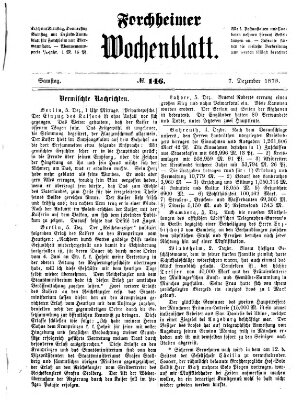 Amtsblatt für die Königlichen Bezirksämter Forchheim und Ebermannstadt sowie für die Königliche Stadt Forchheim Samstag 7. Dezember 1878