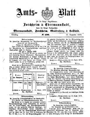 Amtsblatt für die Königlichen Bezirksämter Forchheim und Ebermannstadt sowie für die Königliche Stadt Forchheim Montag 16. Dezember 1878