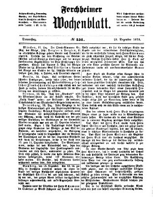 Amtsblatt für die Königlichen Bezirksämter Forchheim und Ebermannstadt sowie für die Königliche Stadt Forchheim Donnerstag 19. Dezember 1878