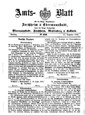 Amtsblatt für die Königlichen Bezirksämter Forchheim und Ebermannstadt sowie für die Königliche Stadt Forchheim Samstag 21. Dezember 1878