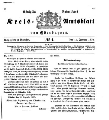 Königlich-bayerisches Kreis-Amtsblatt von Oberbayern (Münchner Intelligenzblatt) Freitag 11. Januar 1878