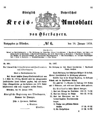 Königlich-bayerisches Kreis-Amtsblatt von Oberbayern (Münchner Intelligenzblatt) Freitag 18. Januar 1878