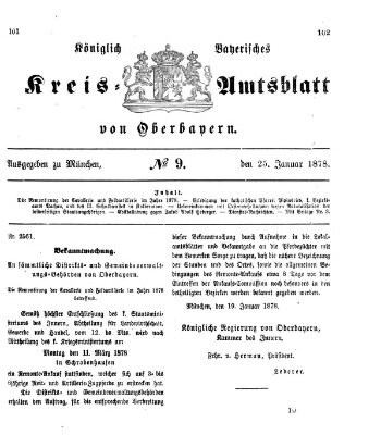 Königlich-bayerisches Kreis-Amtsblatt von Oberbayern (Münchner Intelligenzblatt) Freitag 25. Januar 1878