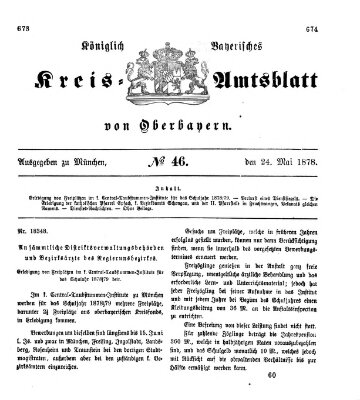 Königlich-bayerisches Kreis-Amtsblatt von Oberbayern (Münchner Intelligenzblatt) Freitag 24. Mai 1878