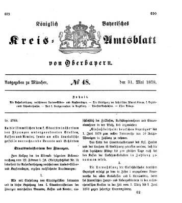 Königlich-bayerisches Kreis-Amtsblatt von Oberbayern (Münchner Intelligenzblatt) Freitag 31. Mai 1878