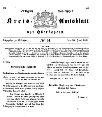 Königlich-bayerisches Kreis-Amtsblatt von Oberbayern (Münchner Intelligenzblatt) Dienstag 18. Juni 1878