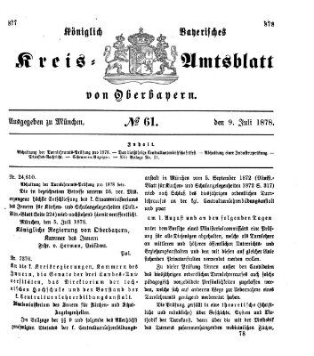 Königlich-bayerisches Kreis-Amtsblatt von Oberbayern (Münchner Intelligenzblatt) Dienstag 9. Juli 1878