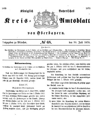 Königlich-bayerisches Kreis-Amtsblatt von Oberbayern (Münchner Intelligenzblatt) Dienstag 30. Juli 1878