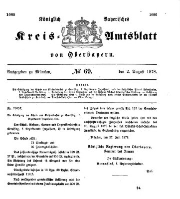 Königlich-bayerisches Kreis-Amtsblatt von Oberbayern (Münchner Intelligenzblatt) Freitag 2. August 1878