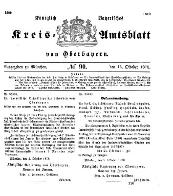 Königlich-bayerisches Kreis-Amtsblatt von Oberbayern (Münchner Intelligenzblatt) Dienstag 15. Oktober 1878