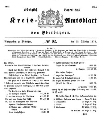 Königlich-bayerisches Kreis-Amtsblatt von Oberbayern (Münchner Intelligenzblatt) Dienstag 22. Oktober 1878