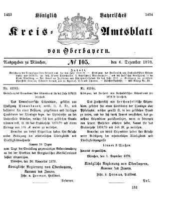 Königlich-bayerisches Kreis-Amtsblatt von Oberbayern (Münchner Intelligenzblatt) Freitag 6. Dezember 1878