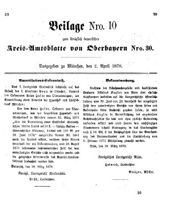 Königlich-bayerisches Kreis-Amtsblatt von Oberbayern (Münchner Intelligenzblatt) Dienstag 2. April 1878