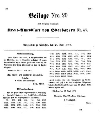 Königlich-bayerisches Kreis-Amtsblatt von Oberbayern (Münchner Intelligenzblatt) Freitag 28. Juni 1878