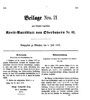 Königlich-bayerisches Kreis-Amtsblatt von Oberbayern (Münchner Intelligenzblatt) Dienstag 9. Juli 1878