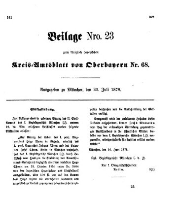 Königlich-bayerisches Kreis-Amtsblatt von Oberbayern (Münchner Intelligenzblatt) Dienstag 30. Juli 1878