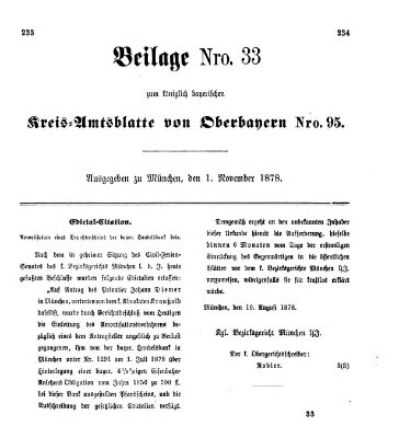 Königlich-bayerisches Kreis-Amtsblatt von Oberbayern (Münchner Intelligenzblatt) Freitag 1. November 1878