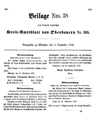 Königlich-bayerisches Kreis-Amtsblatt von Oberbayern (Münchner Intelligenzblatt) Freitag 6. Dezember 1878