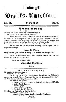 Neuburger Bezirks-Amtsblatt Mittwoch 9. Januar 1878