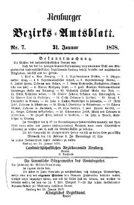 Neuburger Bezirks-Amtsblatt Donnerstag 31. Januar 1878